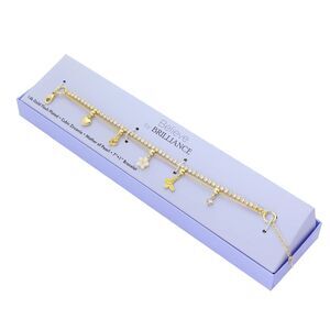 Believe by Brilliance 14Kt Gold Plated Cubic Zirconia, Mother of Pearl Bracelet